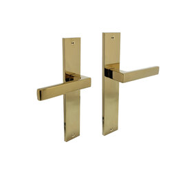 Intersteel Deurkruk Hera op schild rechthoekig 245x45mm PVD messingkleur