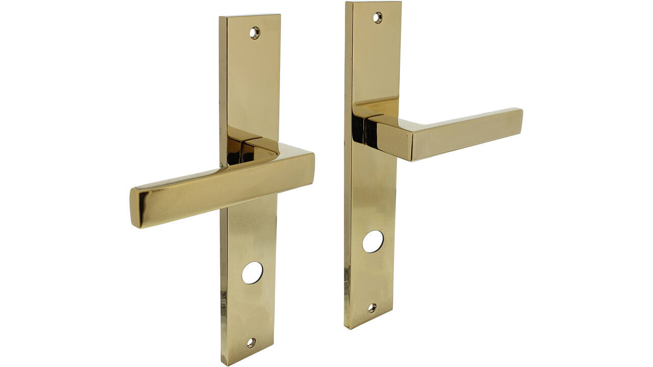 Intersteel Deurkruk Hera op schild rechthoekig 245x45mm PVD messingkleur