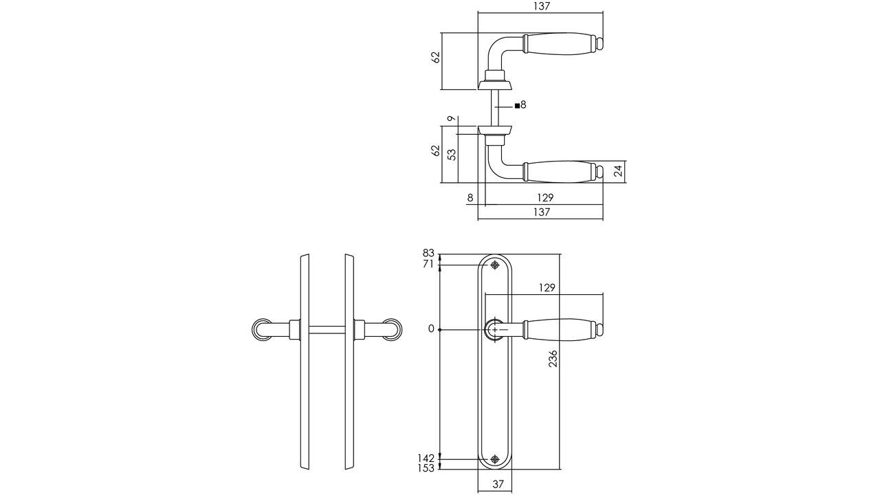 Intersteel Deurkruk Courgette met schild ovaal 236x37mm chroom