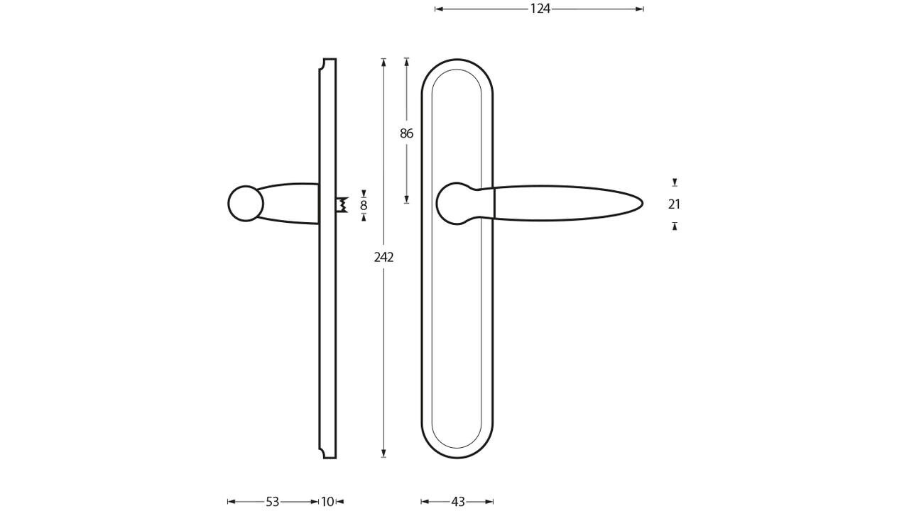 Intersteel Deurkruk Elen op schild ovaal 242x43mm chroom/nikkel mat