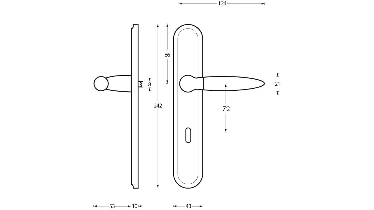 Intersteel Deurkruk Elen op schild ovaal 242x43mm chroom/nikkel mat