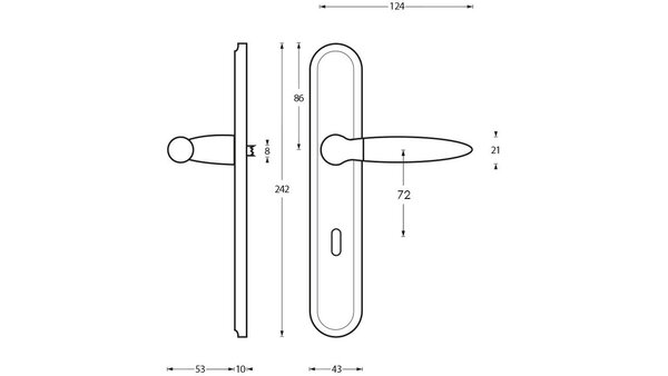 Intersteel Deurkruk Elen op schild ovaal 242x43mm chroom/nikkel mat