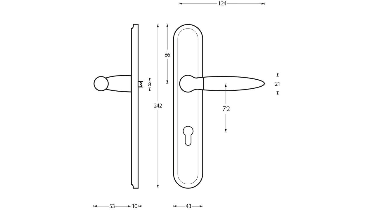 Intersteel Deurkruk Elen op schild ovaal 242x43mm chroom/nikkel mat