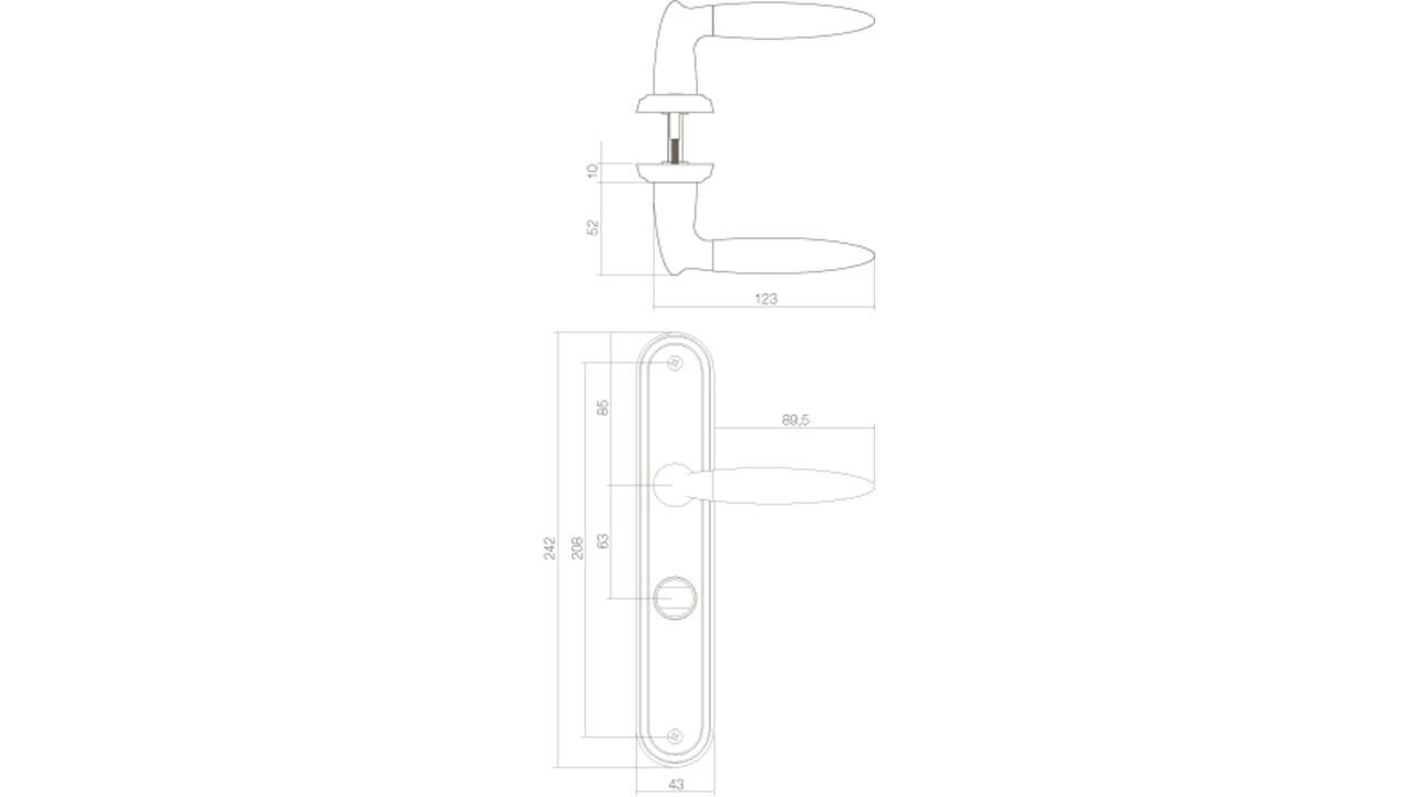 Intersteel Deurkruk Elen op schild ovaal 242x43mm chroom/nikkel mat