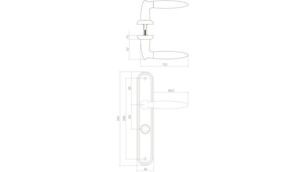 Intersteel Deurkruk Elen op schild ovaal 242x43mm chroom/nikkel mat