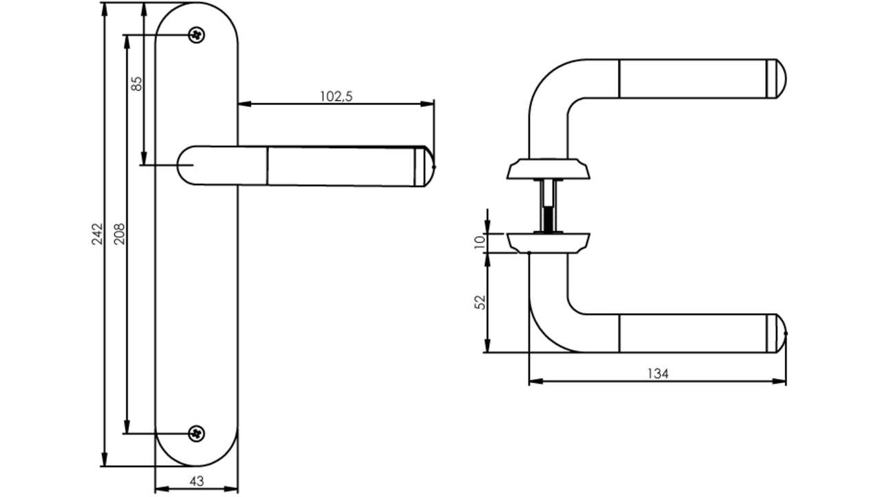 Intersteel Deurkruk Agatha op schild ovaal 242x43mm chroom/nikkel mat