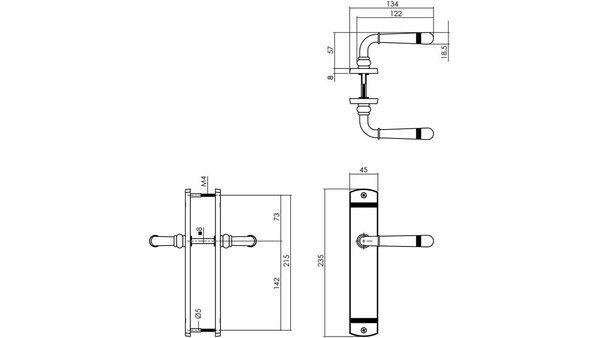 Intersteel Deurkruk Helena op schild afgerond 235x45mm chroom