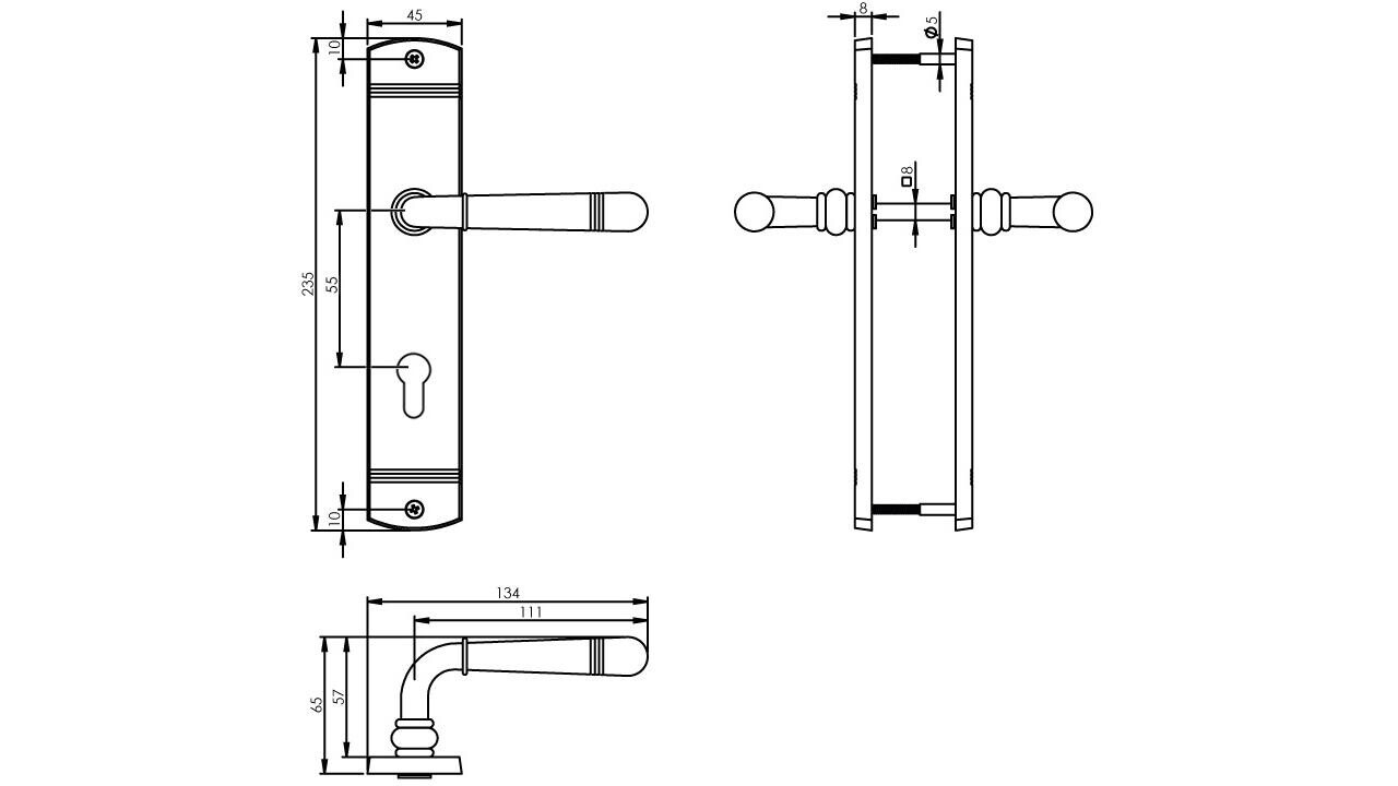 Intersteel Deurkruk Helena op schild afgerond 235x45mm chroom