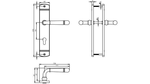 Intersteel Deurkruk Helena op schild afgerond 235x45mm chroom