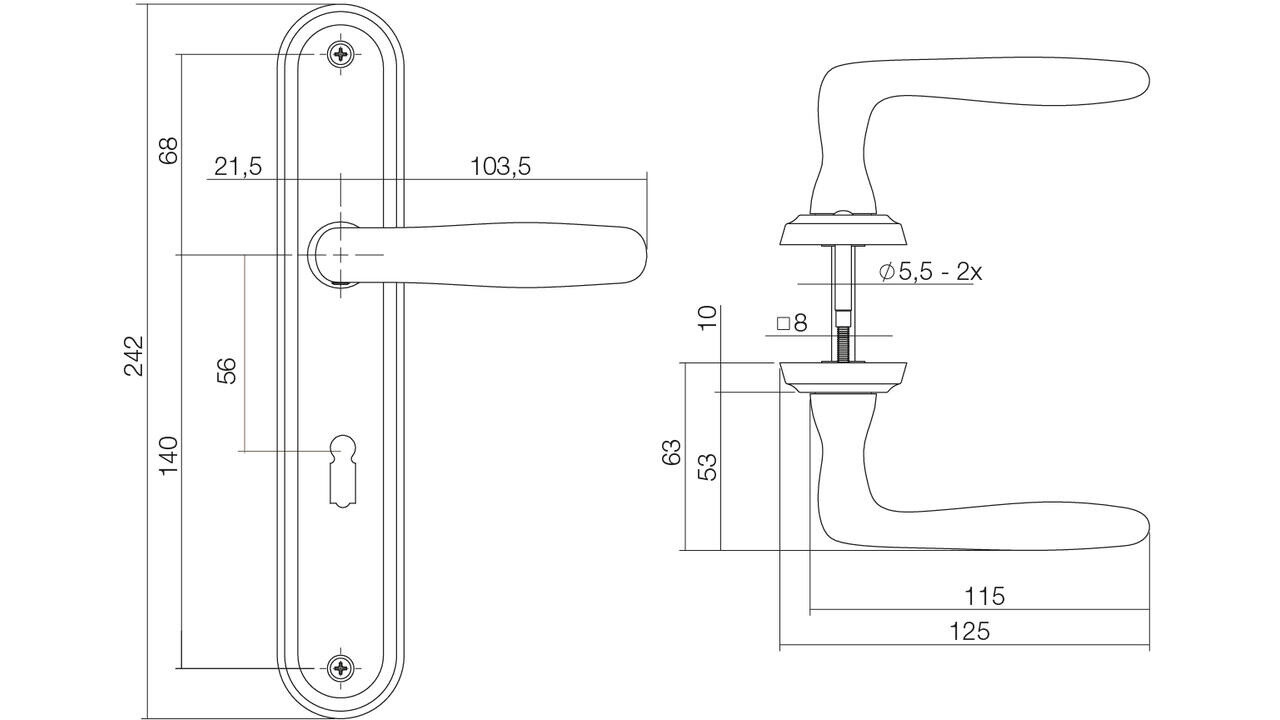 Intersteel Deurkruk Bjorn op schild ovaal 242x43mm nikkel mat