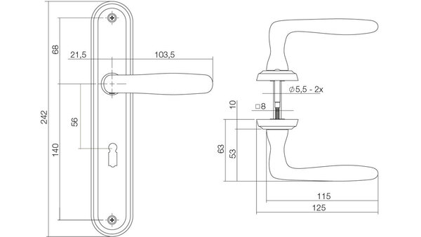 Intersteel Deurkruk Bjorn op schild ovaal 242x43mm nikkel mat