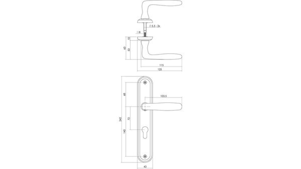 Intersteel Deurkruk Bjorn op schild ovaal 242x43mm nikkel mat