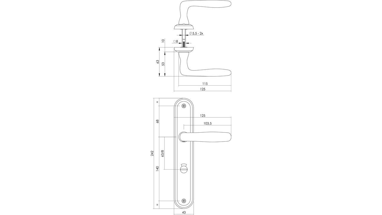 Intersteel Deurkruk Bjorn op schild ovaal 242x43mm nikkel mat
