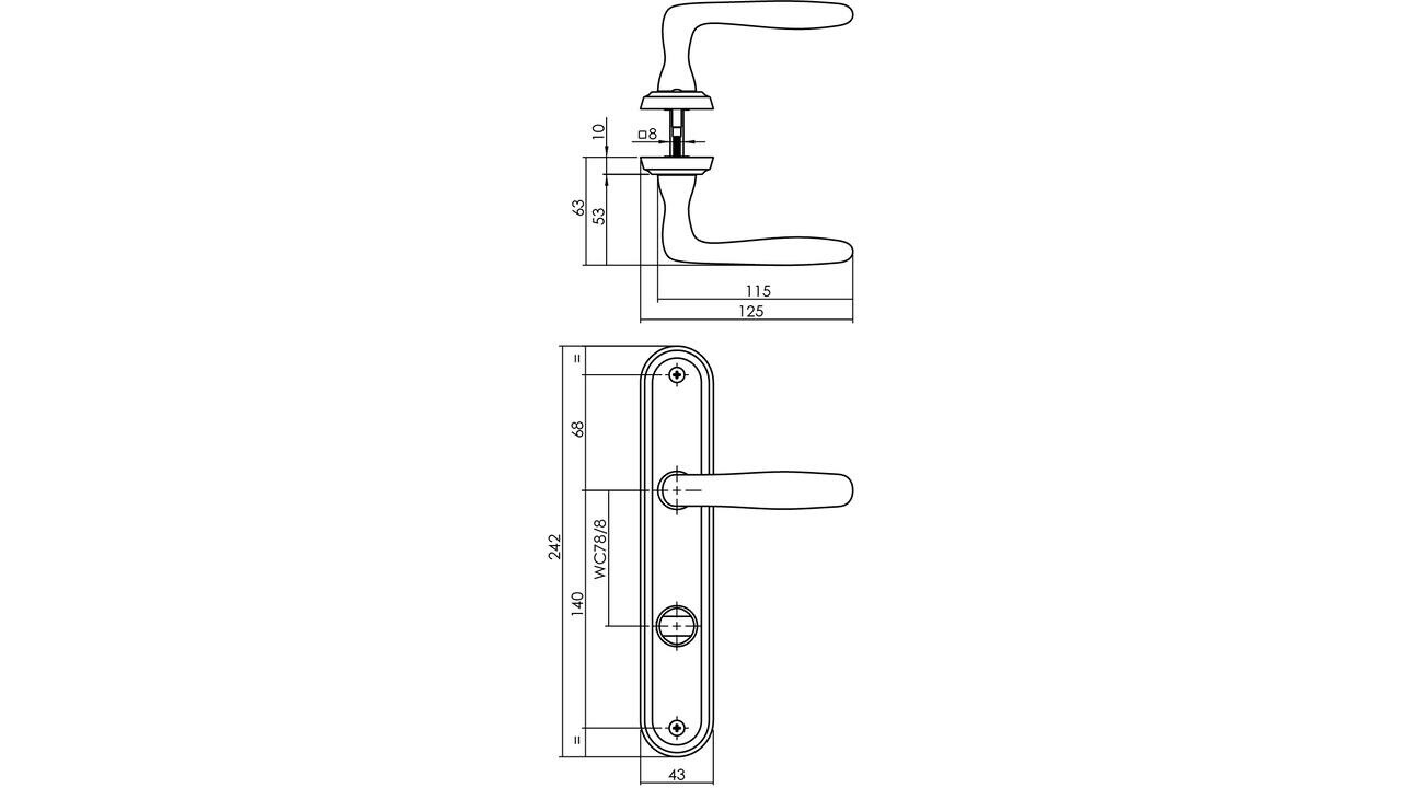 Intersteel Deurkruk Bjorn op schild ovaal 242x43mm nikkel mat