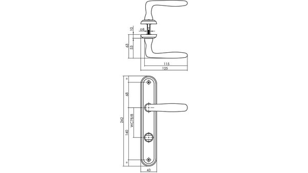 Intersteel Deurkruk Bjorn op schild ovaal 242x43mm nikkel mat