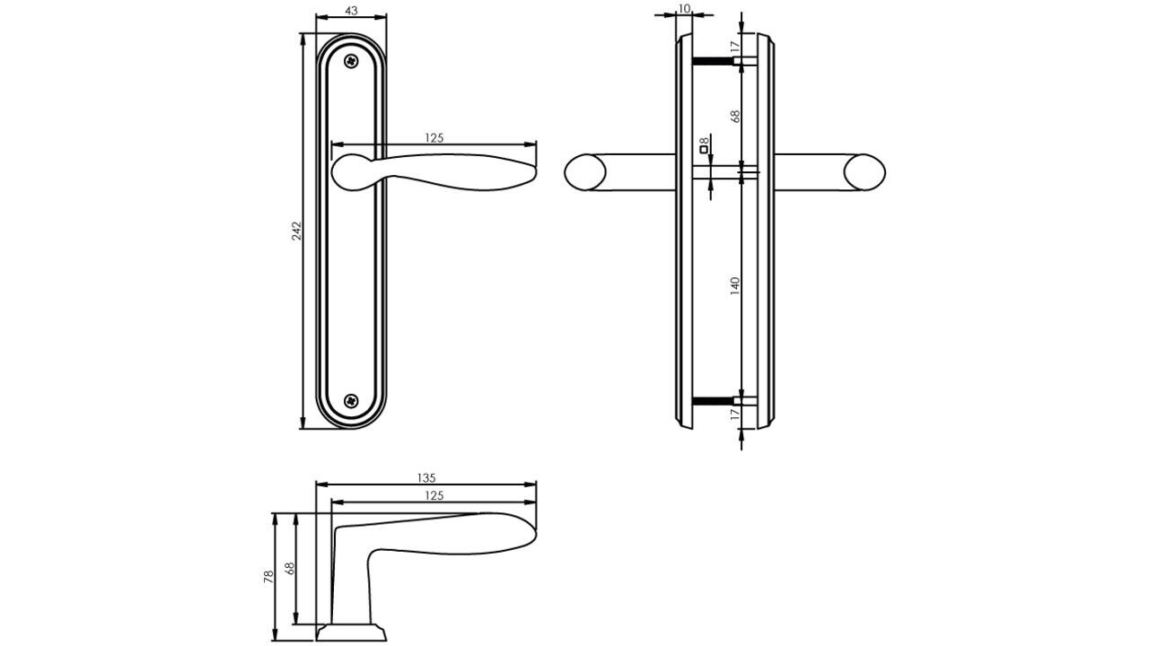 Intersteel Deurkruk George op schild ovaal 242x43mm nikkel mat