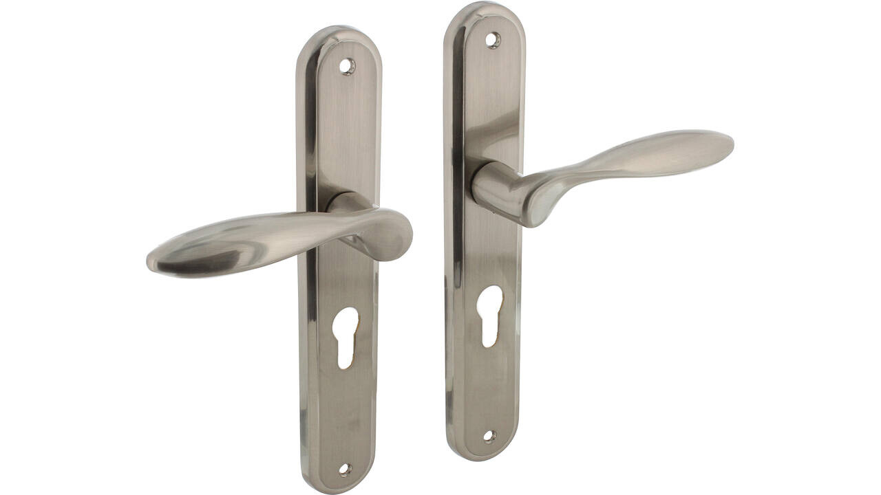 Intersteel Deurkruk George op schild ovaal 242x43mm nikkel mat