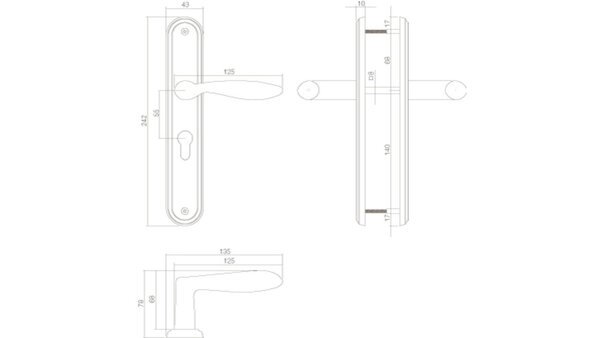 Intersteel Deurkruk George op schild ovaal 242x43mm nikkel mat