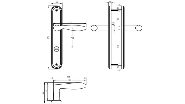 Intersteel Deurkruk George op schild ovaal 242x43mm nikkel mat