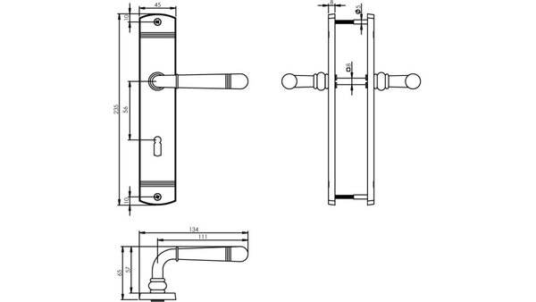 Intersteel Deurkruk Helena op schild afgerond 235x45mm nikkel mat