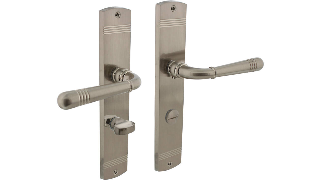 Intersteel Deurkruk Helena op schild afgerond 235x45mm nikkel mat