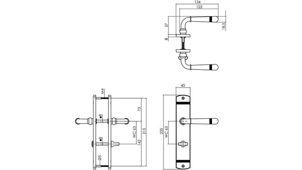 Intersteel Deurkruk Helena op schild afgerond 235x45mm nikkel mat
