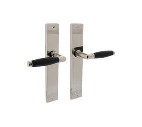 Intersteel Deurkruk Ton basic met schild rechthoekig met rillen 235x43mm nikkel/zwart