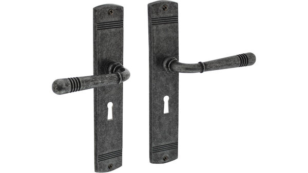 Intersteel Deurkruk Helena op schild afgerond 235x45mm oud grijs