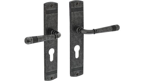 Intersteel Deurkruk Helena op schild afgerond 235x45mm oud grijs