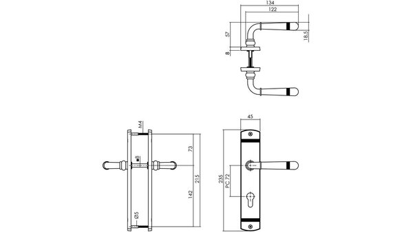 Intersteel Deurkruk Helena op schild afgerond 235x45mm gebruineerd