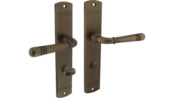 Intersteel Deurkruk Helena op schild afgerond 235x45mm gebruineerd