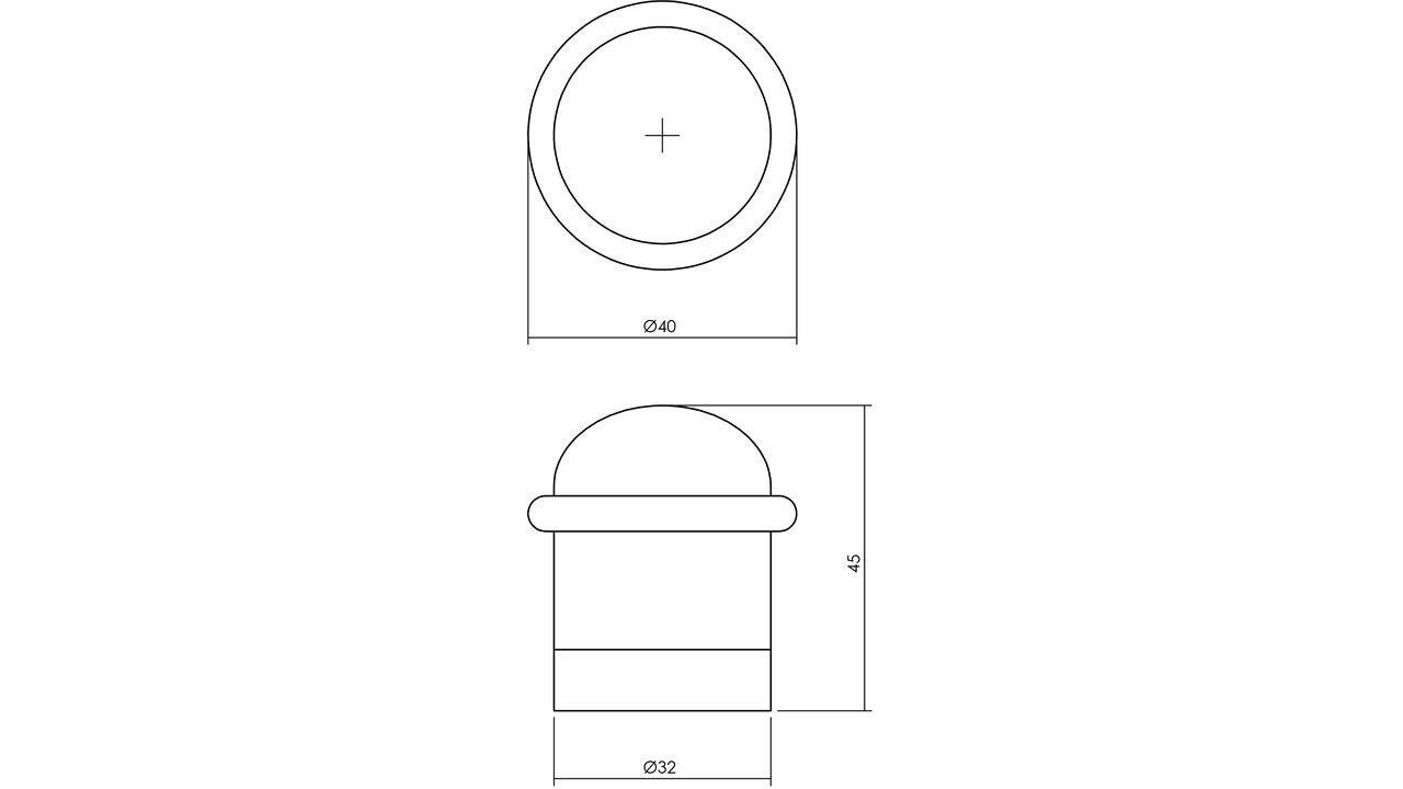 Intersteel Deurstop met zwarte ring ø32x45mm messing gelakt