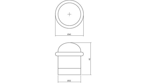 Intersteel Deurstop met zwarte ring ø32x45mm messing gelakt