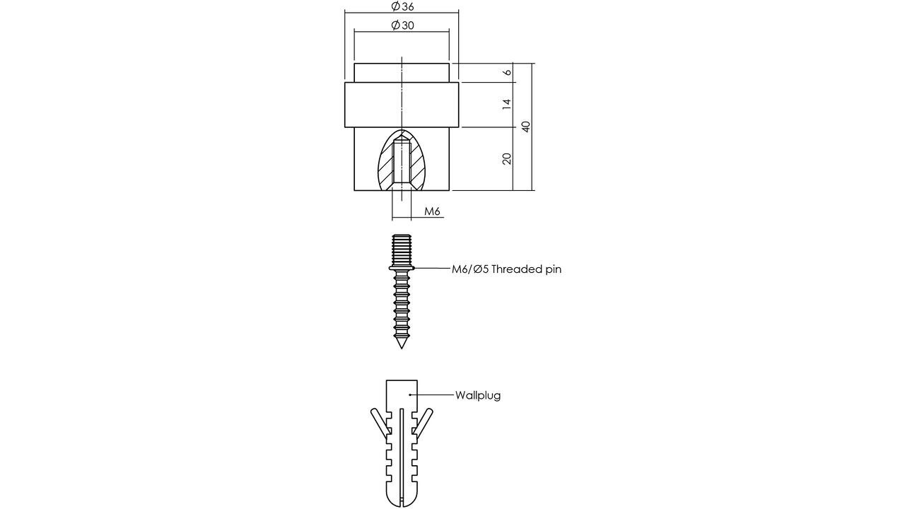 Intersteel Deurstop ø30x40mm vloermontage zwart
