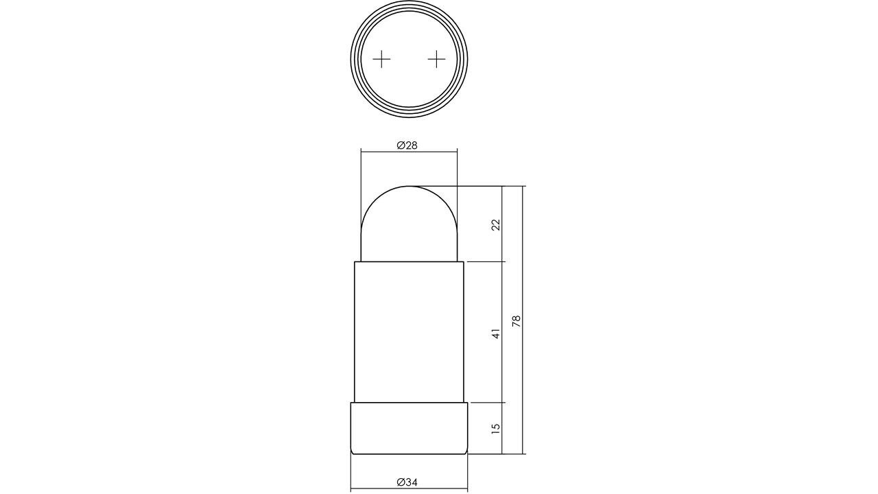 Intersteel Deurstop afgerond ø34x78mm wandmontage rvs