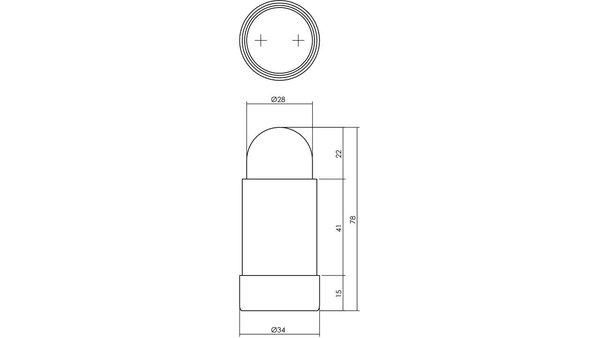 Intersteel Deurstop afgerond ø34x78mm wandmontage rvs
