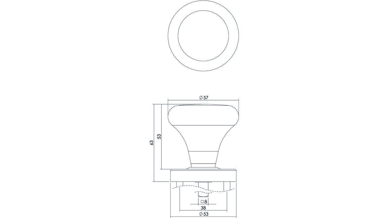 Intersteel Knopkruk Paddenstoel op rozet met ring rvs