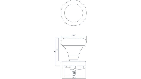 Intersteel Knopkruk Paddenstoel op rozet met ring rvs