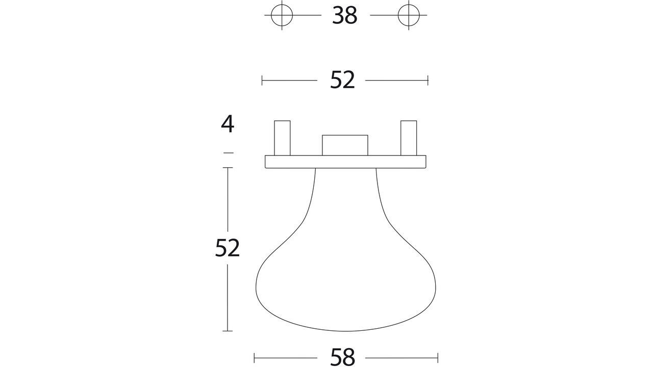 Intersteel Knoprozet verdekt ø53x5mm met nokken en vaste knop paddenstoel rvs
