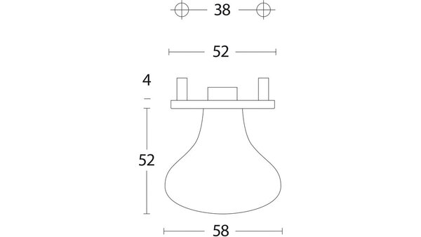 Intersteel Knoprozet verdekt ø53x5mm met nokken en vaste knop paddenstoel rvs