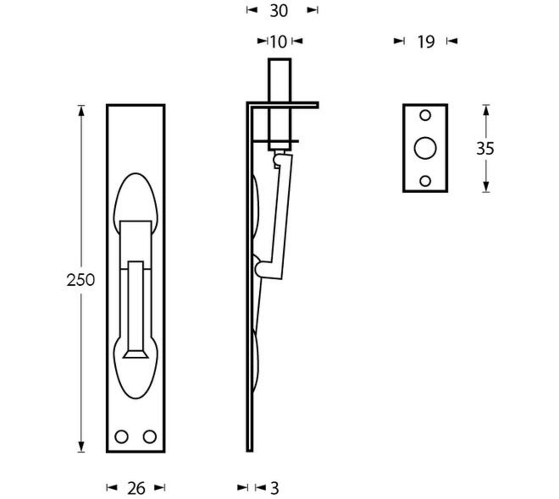 Intersteel Kantschuif 25mm in diverse lengtes