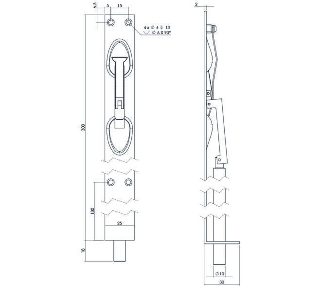 Intersteel Kantschuif 25mm in diverse lengtes