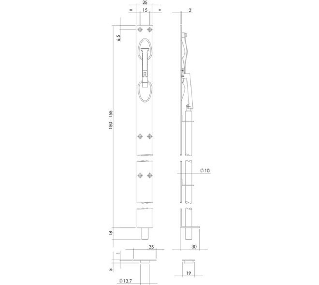 Intersteel  Kantschuif (geheel RVS ) 25mm/150mm RVS