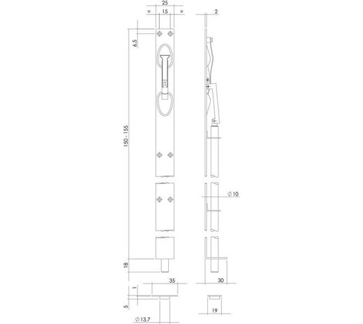 Intersteel  Kantschuif (geheel RVS ) 25mm/150mm RVS