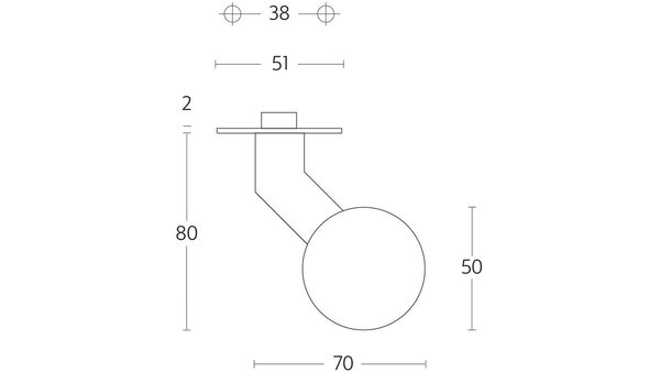 Intersteel Knoprozet ø51x2mm met vaste knop bol/schuin rvs