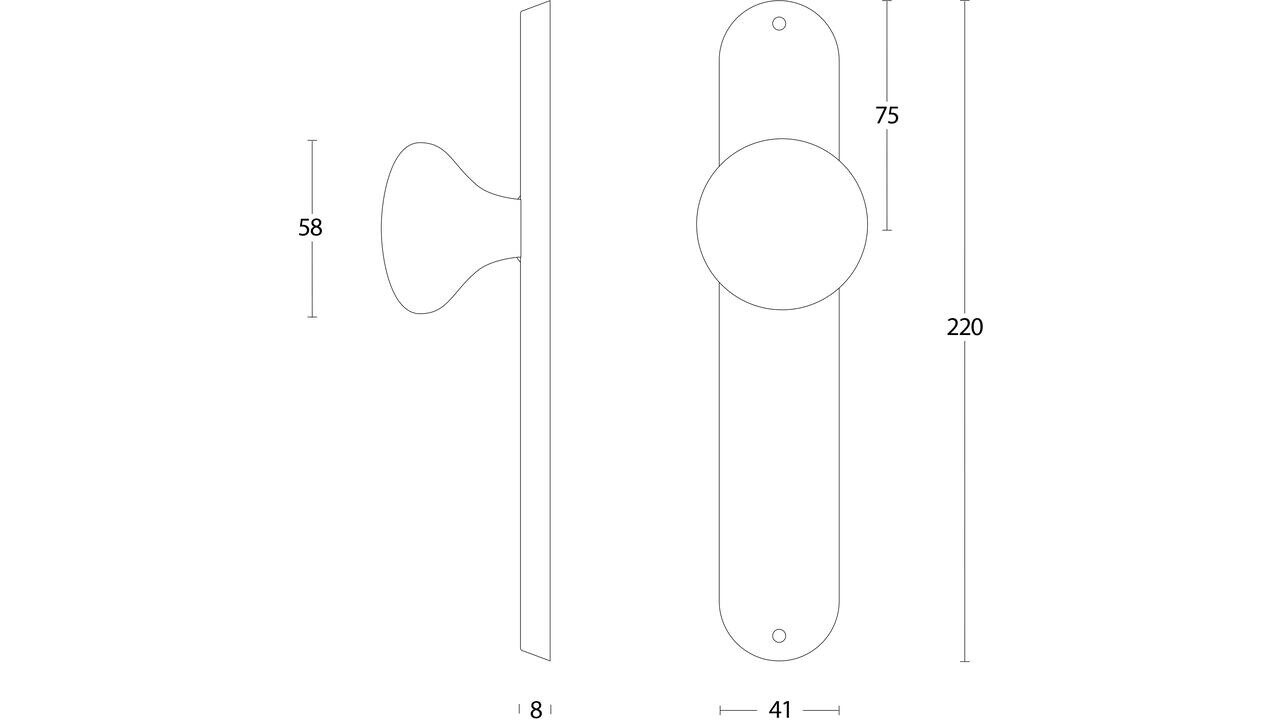 Intersteel Knopschild ovaal 220x41x8mm met vaste knop paddenstoel rvs