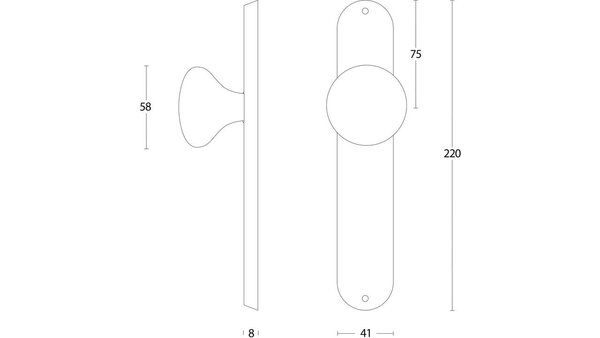 Intersteel Knopschild ovaal 220x41x8mm met vaste knop paddenstoel rvs