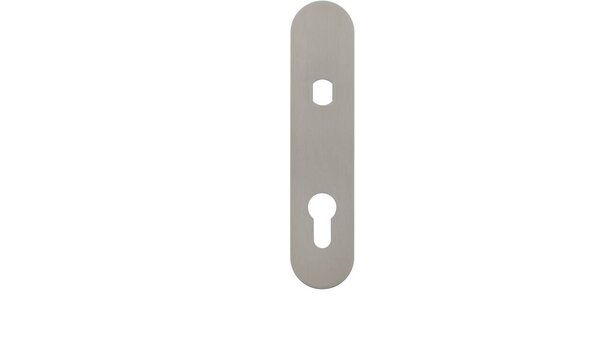 Post & Eger RVS flush afgerond kortschild met Q-gat en 2 draadbussen M4 180x40x2mm