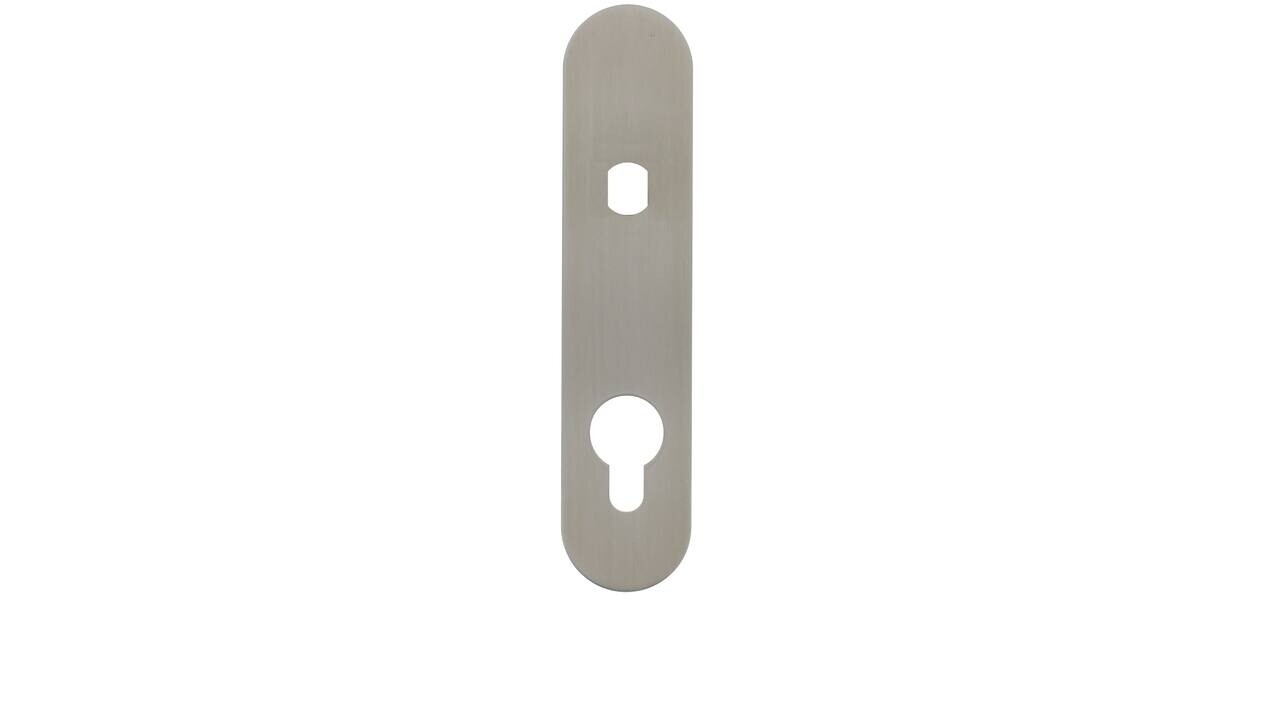 Post & Eger RVS flush afgerond kortschild met Q-gat en 2 draadbussen M4 180x40x2mm