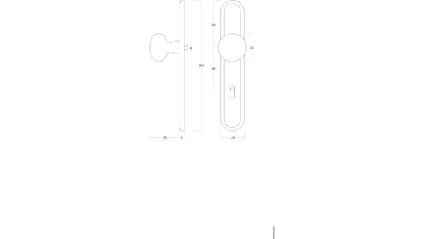 Intersteel Knopschild ovaal 242x43x10mm met vaste knop paddenstoel en wisselstift nikkel mat